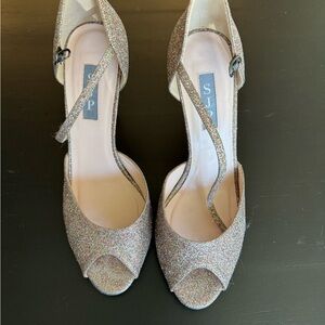 SJP - Sarah Jessica Parker - Glitter Peep-Toe Sandals Rose Gold
